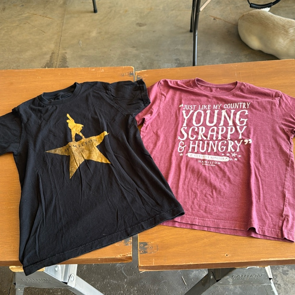 2 Hamilton official tour t-shirts